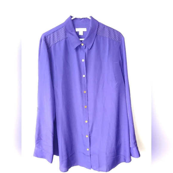 Coldwater Creek women's 2X long sleeve purple button down blouse office … - Picture 1 of 6
